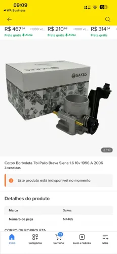 Vendo corpo de borboleta novo , comprei mais o modelo não é compatível com meu carro