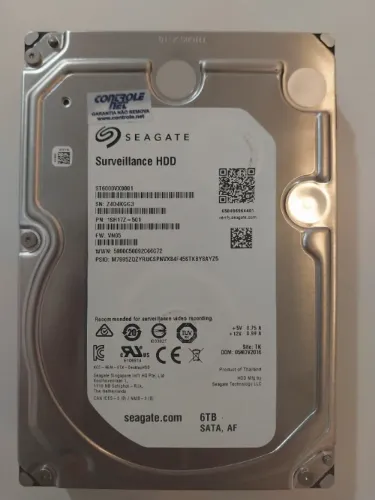 HD Seagate Surveillance 6TB 7.200 RPM - ST6000VX0001 - SN:Z4D4KGG3