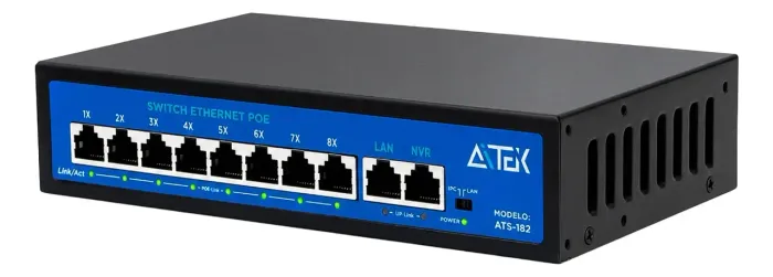 Aitek Kit Ats-108 Switch Poe Gigabit 8 Portas