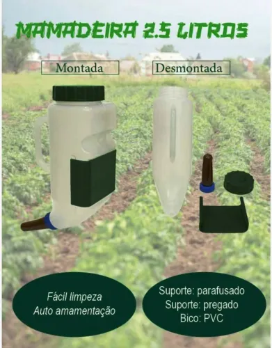 Mamadeira Completa 2,5 lts Com suporte De Fixação Fácil E Rápido. Bezerro Ovelha 