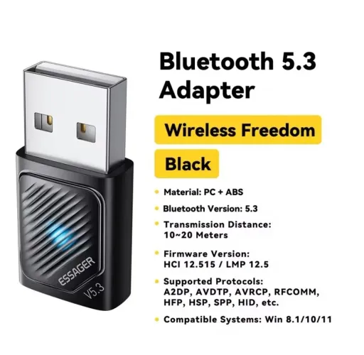 Essager Adaptador Bluetooth 5.3 PC Windows 8.1 10 11