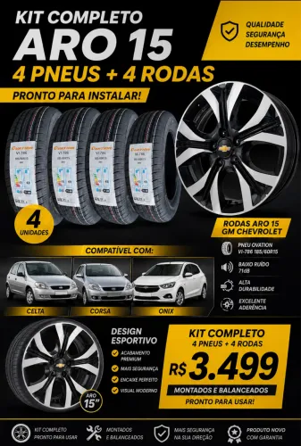 Rodas aro 15 gm chevrolet originais + pneus novos