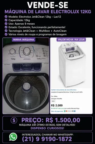 Vendo Máquina de Lavar Eletrolux 12kg