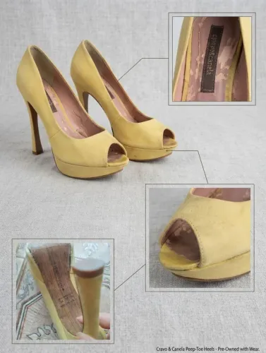 sapato cravo&canela peep toe amarelo 36