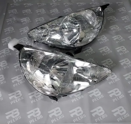 Par de farol Honda Fit 2004 até 2008 cromados 