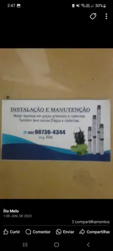 Instalação e manutenção de motor bomba