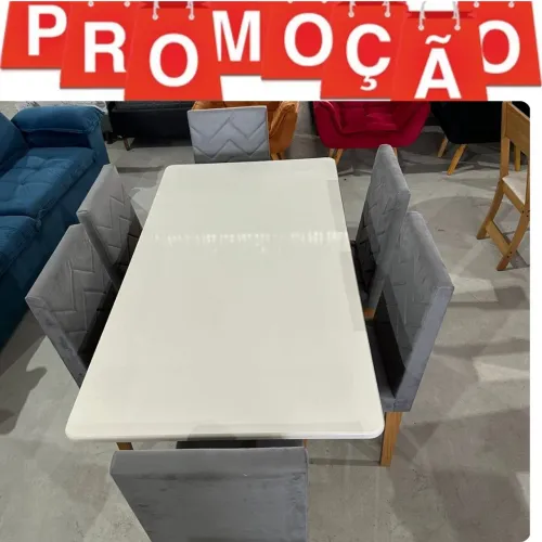 Linda mesa de 6 cadeiras acolchoadas oferta
