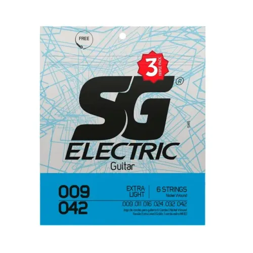 Pack C/ 3 jogos de Cordas SG P/ Guitarra Nickel 9/42 - EC0520