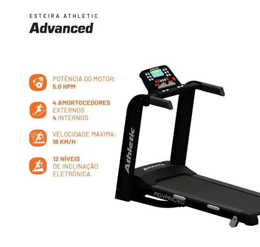 Esteira Athletic Advanced com inclinação eletrônica