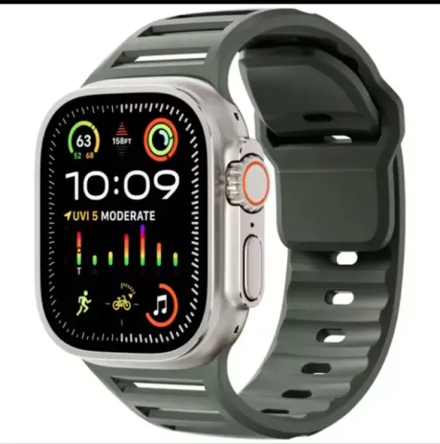 Pulseira Para Apple Watch Ultra Silicone Alta Resistência Verde Militar