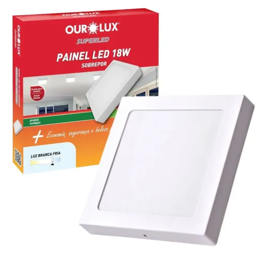 Painel LED 18W Sobrepor Luz Branca Fria - OuroLux ( Honestidade e Qualidade é na JK )