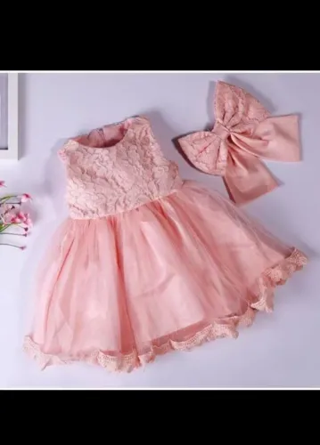 Vestido de Festa Infantil Rosa com Laço