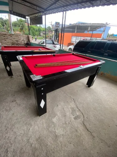 Sinuca Comercial Preta Pano Vermelho 