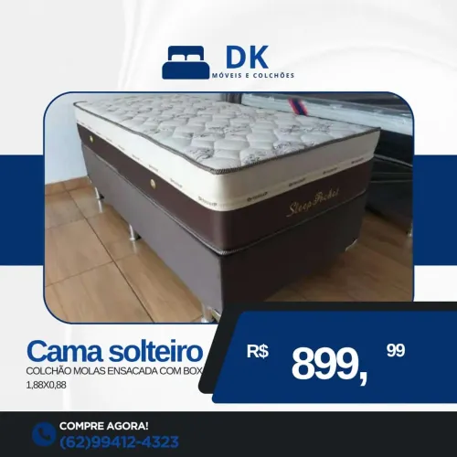 Cama Solteiro Molas Ensacadas com Box