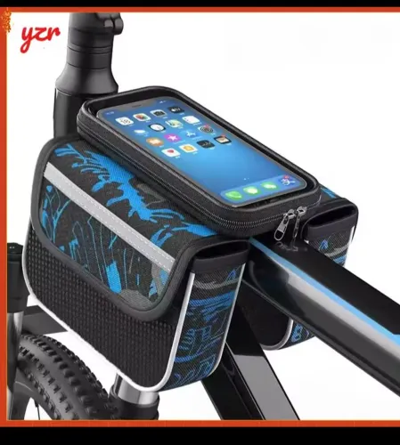Bolsa de guidão para bicicleta com compartimento para celular
