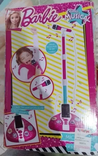 Microfone Musical Barbie - Conecte Celular e MP3
