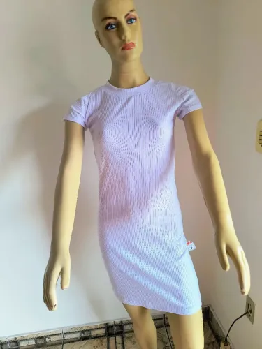Vestido Malha Ribana  Branco