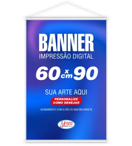 Banner 60x90cm Personalizado em Lona com varinha