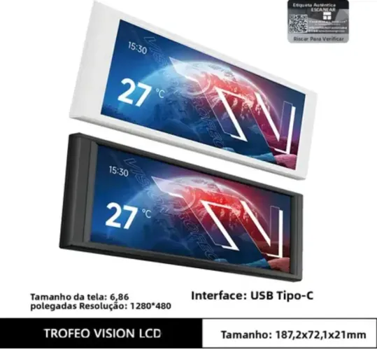 Tela LCD Colorida De 6,86 Polegadas Thermalright TROFEO VISION Display IPS Magnético 