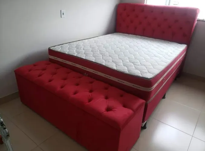 Cama Box Casal com Baú e Cabeceira