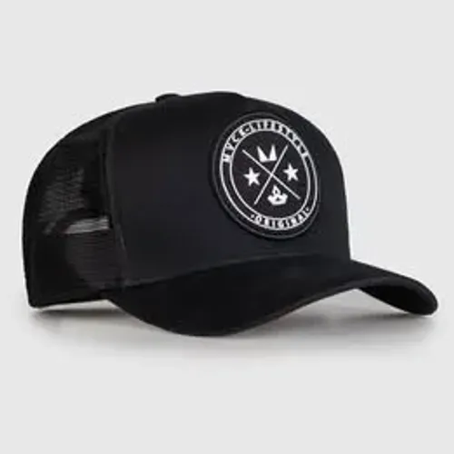 Boné Trucker Brasão Preto Tela MVCK