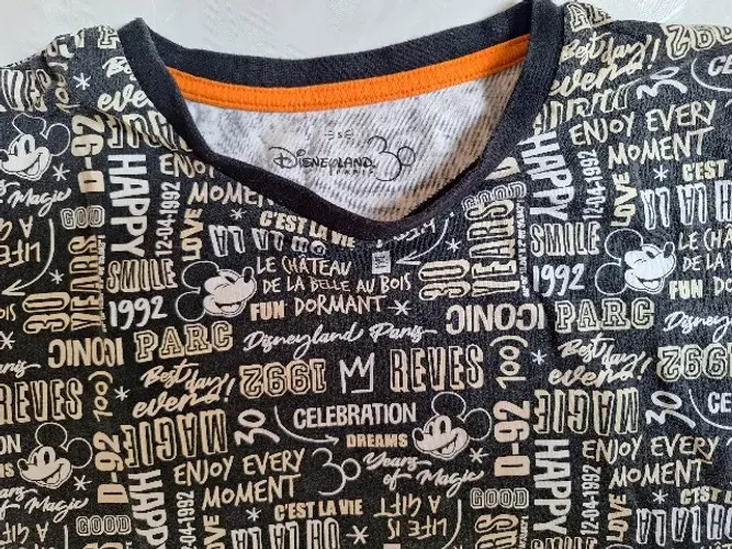 CAMISETA DISNEY PARIS 30 ANOS - ORIGINAL - PRETA C/ESTAMPA -TAM P TERMOCRÔMICA USADA ÓTIMA