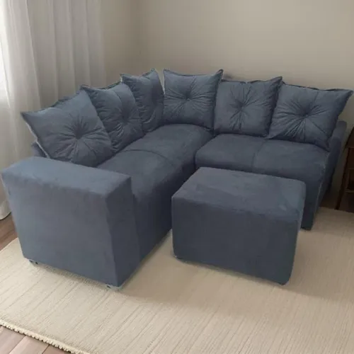 Sofá de canto 1.80mx1.60m com puff grande várias cores e estampas / pague na entrega 