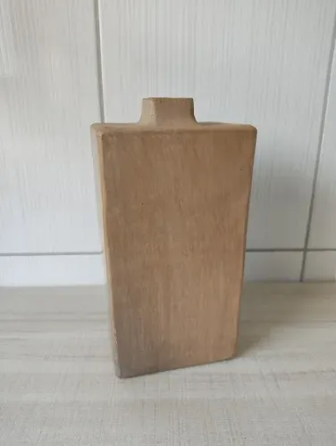 Vaso Alto Quadrado Retangular Em Cerâmica Rustica Artesanal (Usado)