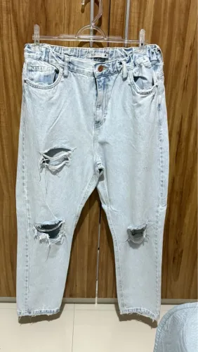Mom Jeans Claro Rasgado Blue Steel - Tam. 40