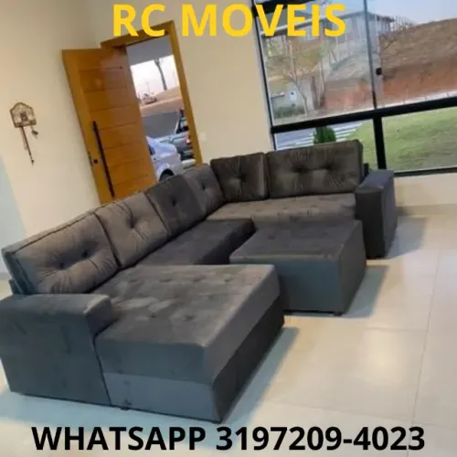 Sofá Modulado Toro 3 Lugares + Puff + Chaise - Alta Qualidade