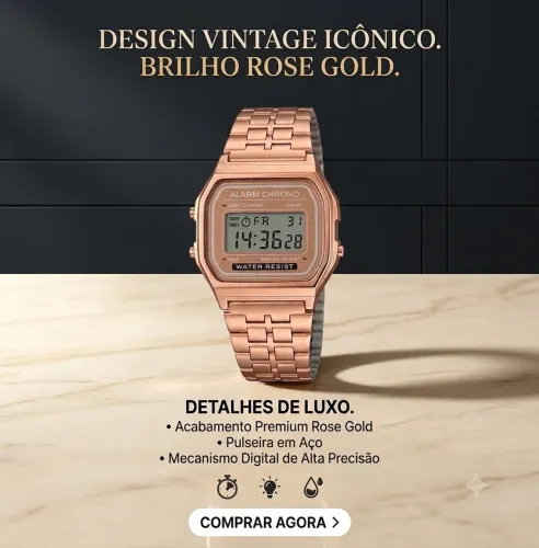 Relógio Feminino Rosa Gold
