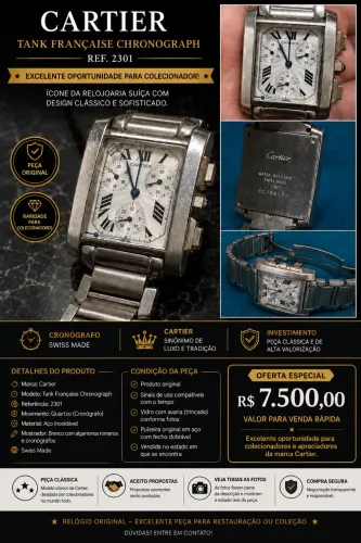 Cartier Tank Française Chronograph Ref. 2301 - Original | Excelente Oportunidade