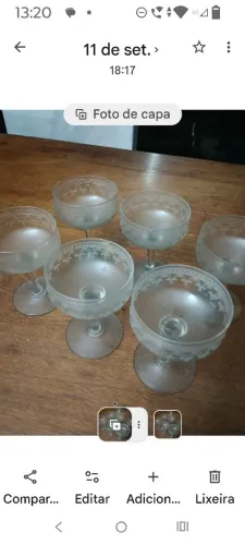 Jogo de 6 taças de cristal antigo