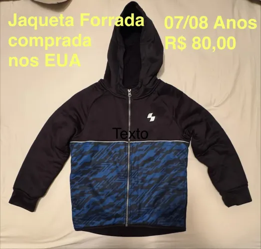 Jaqueta Infantil Forrada importada 7/8 Anos
