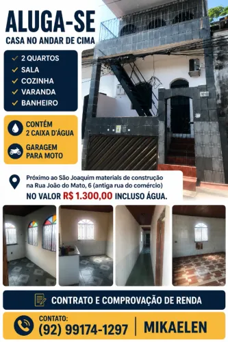 Aluga-se casa no Japiim no segundo andar.