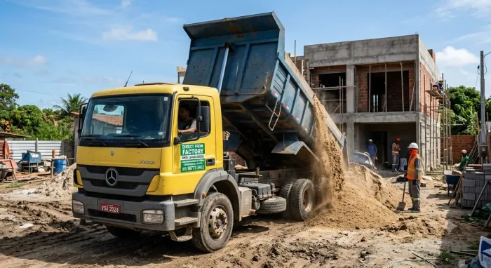 Areia lavada média para uso do início ao fim da obra.
