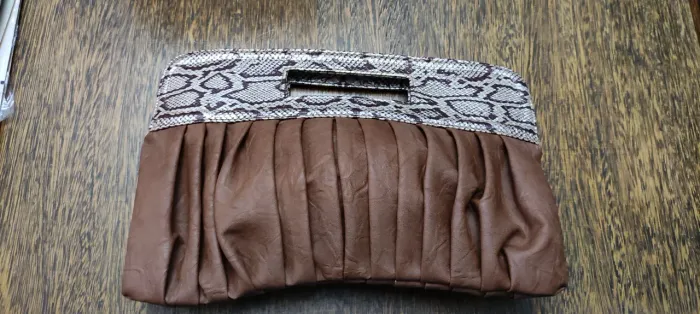 Bolsa Clutch Feminina Animal Print Cobra Marrom Nova