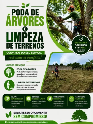 Poda de árvore limpeza em terrenos