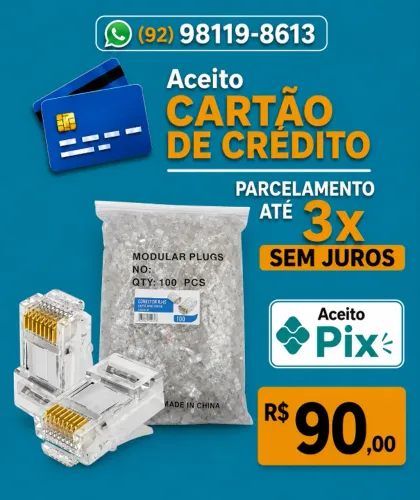 Conector RJ45 para cabo de Rede e Internet - (Cat5e ou Cat6)