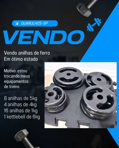 Anilhas de ferro em ótimo estado - Total: 72kg