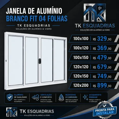 Janela de correr alumínio 04 folhas