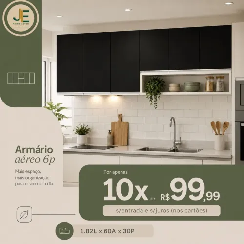 Armário aéreo 6 portas em mdf entrega e instalação grátis