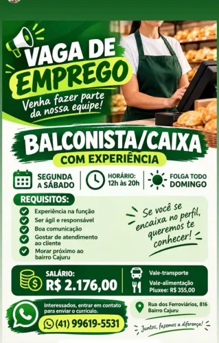 Balconista/caixa 