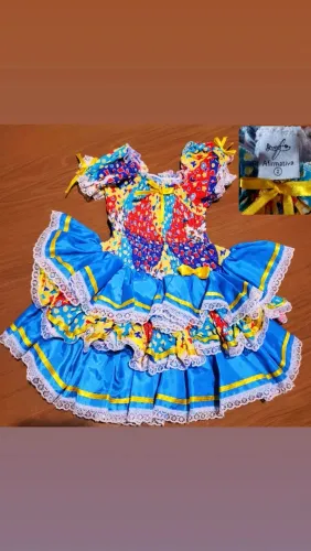 Vestido De Festa junina infantil Todo Detalhado em fita ? 