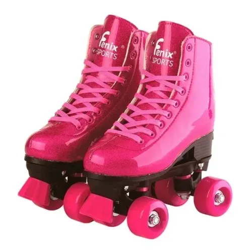 patins quad fênix rosa com brilho