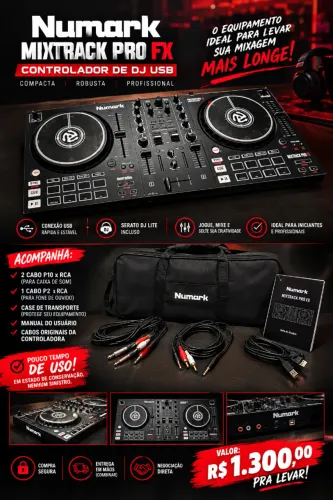 Controladora de DJ numark mix traço pro fx
