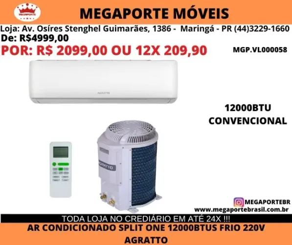 AR CONDICIONADO 12000 BTU AGRATTO