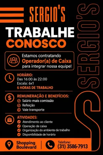 Vaga operador de caixa