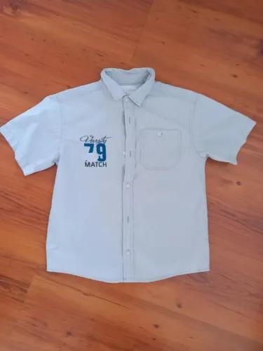 Camisa Milon manga curta Cinza Claro - Tamanho 8