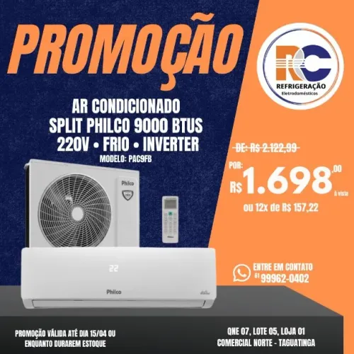 AR CONDICIONADO SPLIT PHILCO 9000 BTUS PAC9FB 220V FRIO INVERTER